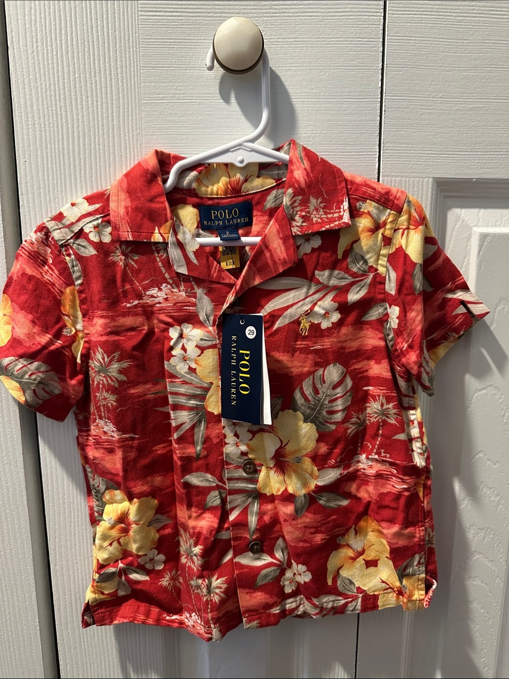 Polo by Ralph Lauren Red & Yellow Hawaiian Camp Shirt